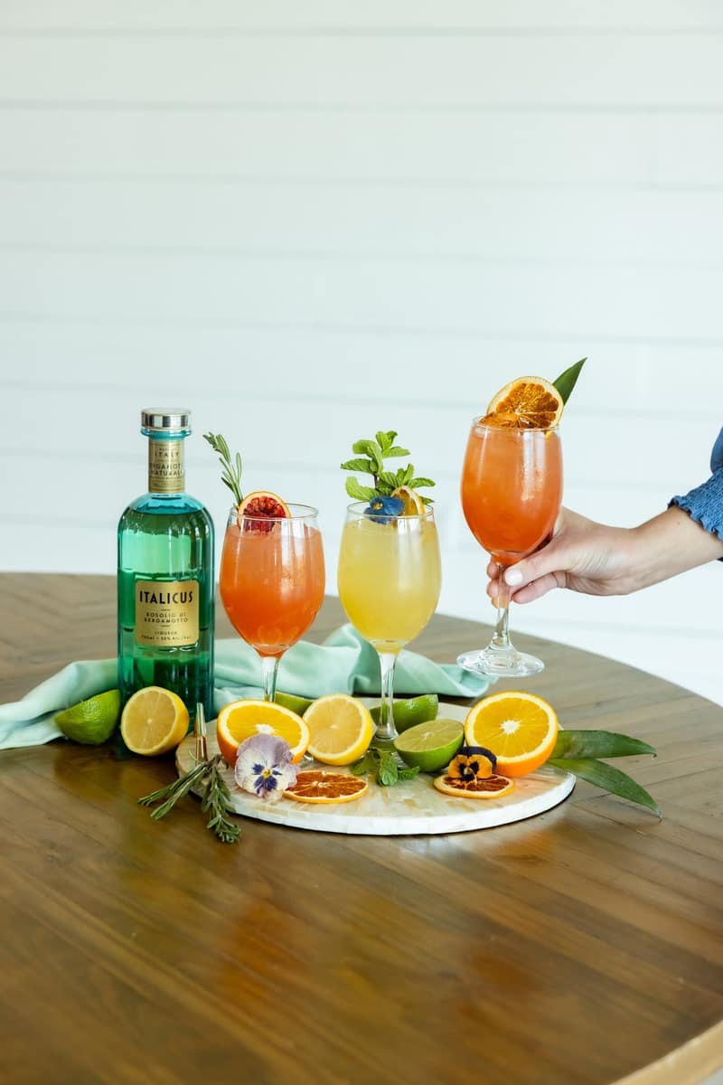 Bar service setup with cocktails being arranged on a tray